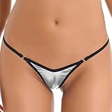 Yihuimin Womens Sexy Low Rise Micro Back G-String Thongs T-Back Tiny Panties Underwear Silver One Size