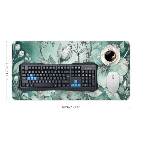 Protector de escritorio grande floral verde menta miniatura 2