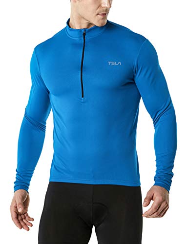 TSLA Men's Cycling Triathlon Jersey Bike Breathable Reflective Quick Dry Long Sleeve Biking