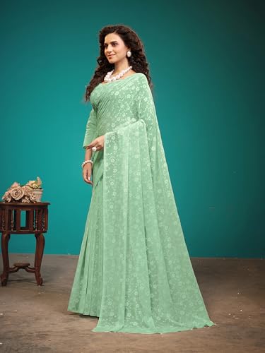Image of Garden Vareli Viscose Brasso Floral Print Saree