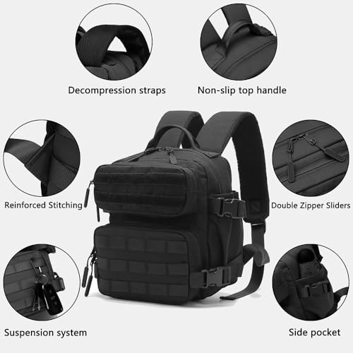 9L Mini Backpack for Men and Women, Small Backpack for Gym Hiking Travel Sports Running (Black)2