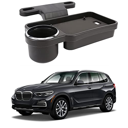 Image of Oshotto (FT-04) Foldable Car Auto Headrest Rear Back Seat Table Drink Food Cup Tray Holder Compatible with BMW X5 - Black