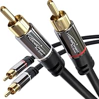 KabelDirekt – 2x 1,5m Cinch Kabel, Stereo Audio Kabel 2 x 2 Cinch – bruchfest, brillante Tonqualität (Koaxialkabel, RCA-Kabel, Subwoofer/Verstärker/HiFi & Heimkino/Blu-ray, analog & digital)