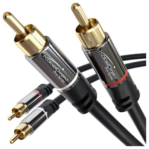 KabelDirekt – 10m Cinch Kabel, Stereo Audio Kabel 2 x 2 Cinch besonders bruchfest & brillante Tonqualität (Koaxialkabel, RCA-Kabel, Subwoofer/Verstärker/HiFi & Heimkino/Blu-ray, analog & digital)