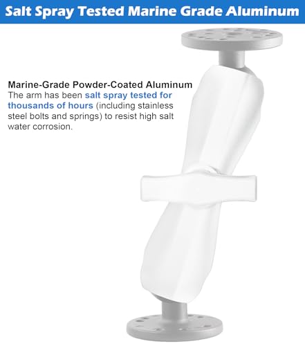 Image of White Marine C Size 1.5 inch Ball 5.9 inch Double Socket Arm | White powder coated aluminum marine arm for 38mm C size ball. 15cm medium length. Fits RAM and iBolt mounts
