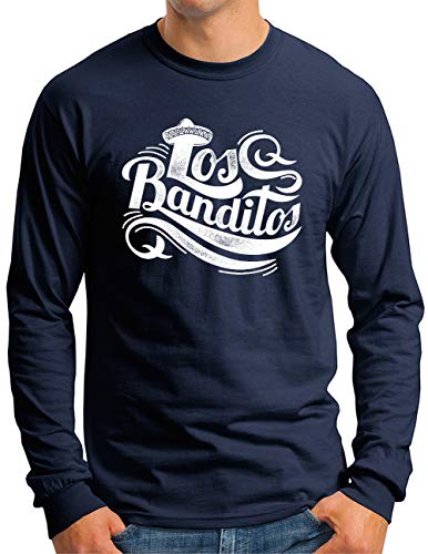 T-shirt manches longues coton bleu OM3 Los-Banditos vintage grande taille