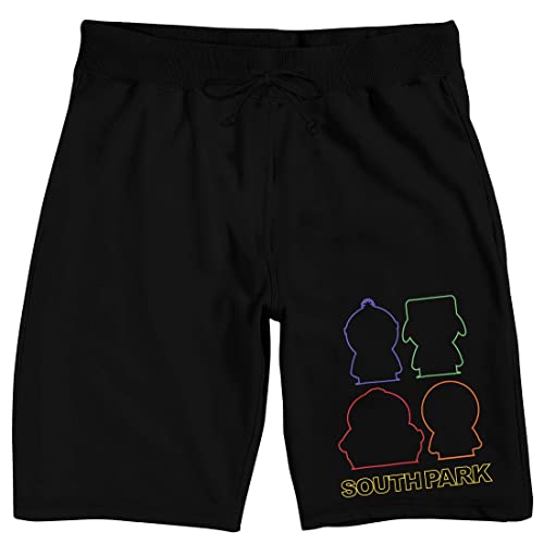 Bioworld South Park Four Boys Character Outlines Men's Black Sleep Shorts