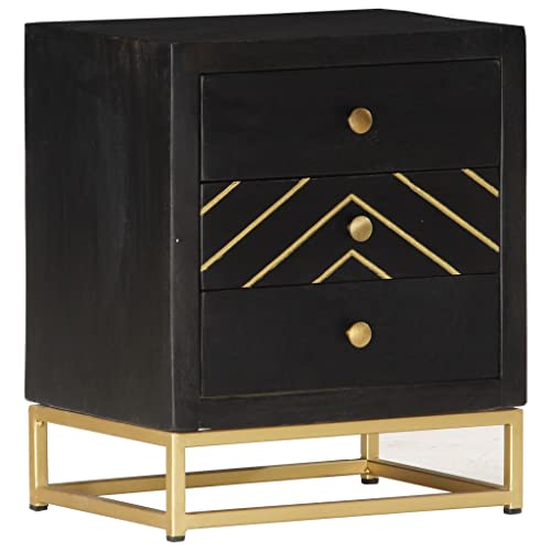ZQQLVOO Mesita de noche negra y dorada, 40 x 30 x 50 cm, mango de madera maciza, mesita de noche, mesita de noche, mesita de noche, mesita de noche, para dormitorio, salón, oficina