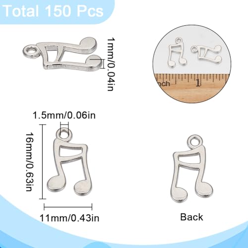 SUNNYCLUE 1 Box 150Pcs Music Notes Charms Bulk Musical Note Charm Small Music Note Symbol Instrument Mini Tibetan Alloy Style Music Festival Charms for jewellery Making Charms Earring Necklace DIY - Image 2
