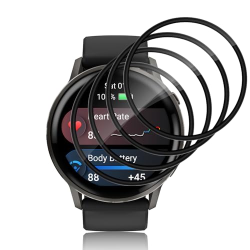 Funrae Beschermfolie voor Garmin Venu 4 45 mm voor pantserglas, 4 stuks full screen luchtbelvrije HD anti-kras displaybeschermfolie, waterdicht, hardheidsgraad 9H displaybeschermfolie