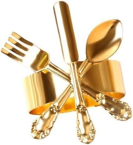 ディナーナプキンバックル、ナプキンリング、6ピース/ロットメタルクリスマスナプキンリングホルダーバックルナイフフォークスプーンスノー