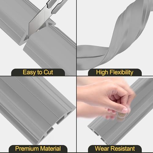 Image of MYFAMIREA 20FT Floor Cord Cover Heavy Duty Cord Cover for Wire on Floor | Outdoor Cable Covers Protector with 3 Channels, Extension PVC Wire Covers Hider Management for Home Office (2PCS 10FT, Grey)