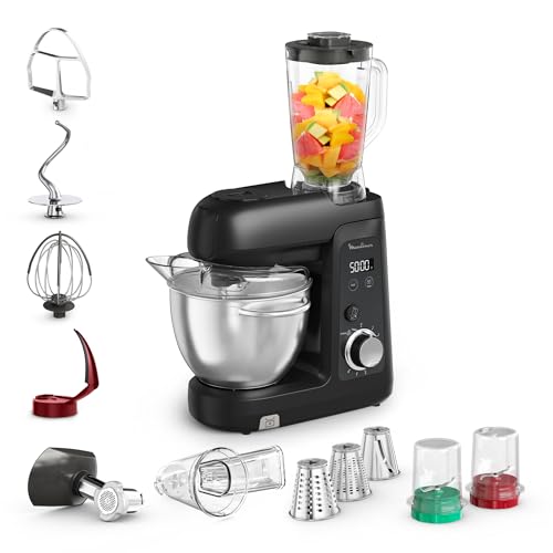 Moulinex Bake Partner +, Robot pâtissier, Moteur de 1 100 W, Kit d'accessoires BAKEGOOD, Balance intégrée, 5 accessoires, QA5458F1