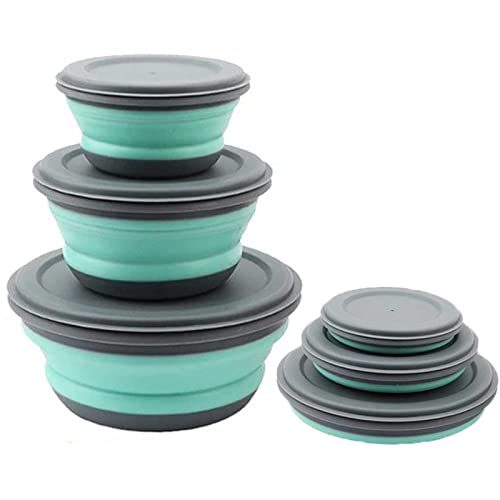 Bol pliable portable de camping, saladier avec couvertures, 3 boîtes de conservation pliables pour la randonnée, les voyages, le camping, les pique-niques, l'école, le camping en plein air