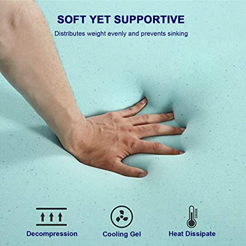 Image of Loom & Needles Gel Memory Foam Mattress Topper | Multi Zoned 500 GSM Soft Single Size Quilted Padding with Elastic Strap & Breathable Cover | Body Contouring Orthopedic Back Support, 72x36x2 Inches