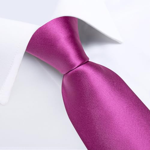 Image of DiBanGu Mens Silk Necktie Solid Color Tie and Pocket Square Cufflink Tie Clip Set Woven Plain Ties for Men Wedding Party
