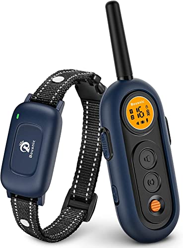 Bousnic Collier de Dressage pour Chien(3,6-55 kg) - 1000m Collier de Dressage électrique pour Grands et Moyens Petits Chiens étanche Rechargeable avec bip et Vibration sans Danger Cover