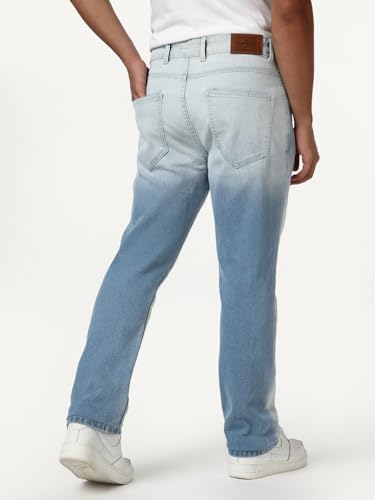 Image of Urbano Fashion Men's Straight Fit Heavy Washed Faded Denim Jeans Stretchable