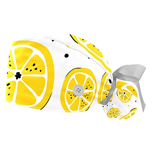 Chapeaux de travail anti-transpiration JDEZ, casquettes bouffantes ajustables motif citron