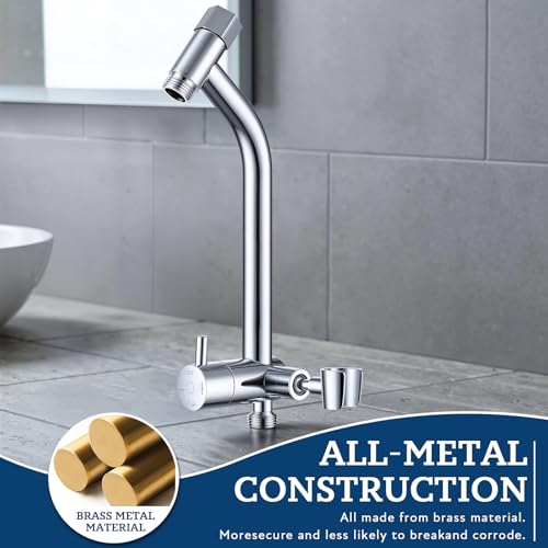 Image of G-Promise All Metal Shower Diverter with Low Handheld Holder, 3-Way Diverter Valve with Pause Mode for Handheld and Fixed Shower Head, 4-Setting Universal Bathing System Replacement(9 Inch, Chrome)