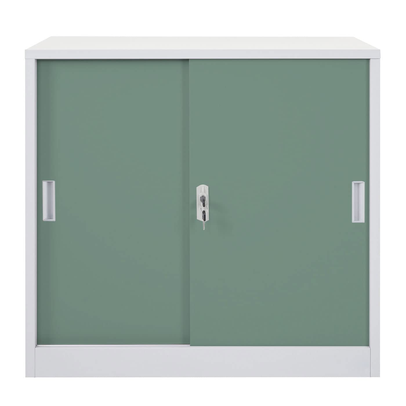 Mendler Arredo Ufficio archivio classificatore HWC-F41 Acciaio Ante scorrevoli 45x90x90cm Verde Grigio
