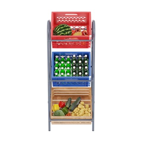 TroniTechnik® Getränkekistenregal GK01, 3 Kisten, Grau, 50x34x116 cm – Ansicht 4