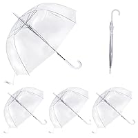 SWL Clear Dome Umbrella 32 Inch – Transparent PVC Canopy with White Trim & Crook Handle – Automatic Open Bubble Umbrella for Wedding, Bridal, Personalisation & Everyday Everyday Use