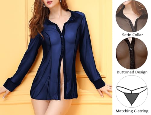 Image of Xs and Os Women's Sheer Mesh Shirt Babydoll Lingerie