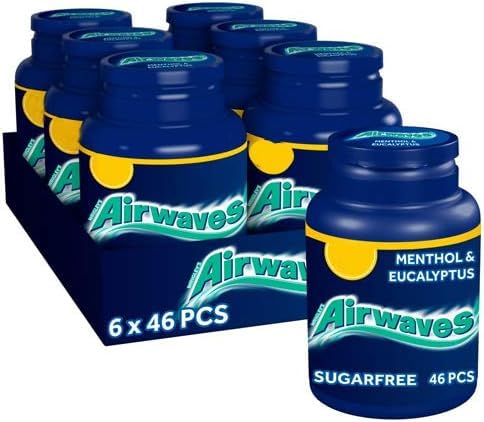 WRIGLEY'S AIRWAVES Sugar Free Chewing Gum 6 Packs - 60 Pieces