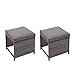 Mendler 2er-Set Poly-Rattan Hocker HWC-G16, Gartenhocker Sitzhocker, Gastronomie - grau, Kissen dunkelgrau
