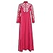 Ykghfd Robe longue décontractée pour femme - Caftan à manches longues - Style arabe Jilbab Abaya - Style rétro islamique, rose vif, M