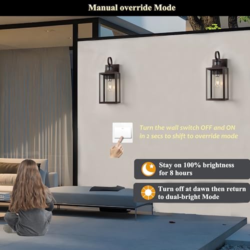 Image of MICSIU 2 Pack Motion Sensor Bronze Outdoor Wall Light Fixture 18 inch Farmhouse | Dusk to Dawn Outdoor Lighting, Extra Large Exterior Wall Lights for House, Porch, Pathway, Patio