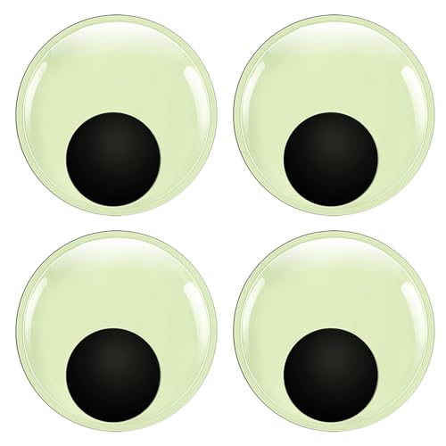 TOAOB 4pcs Giant Googly Wiggle Eyes 4 Inch Large Glow in The Dark Wiggle Eyes with Self Adhesive Craft Sticker Eyes for DIY Crafts Scrapbooking Decoration
