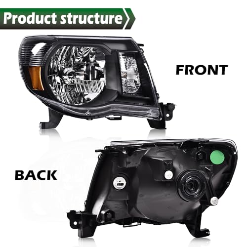 Image of GRAND ORANGE Pair Headlights Assembly Compatible with Toyota Tacoma 2005 2006 2007 2008 2009 2010 2011 Bumper Headlamp Clear Lens Chrome Housing Amber Reflector 8111004163