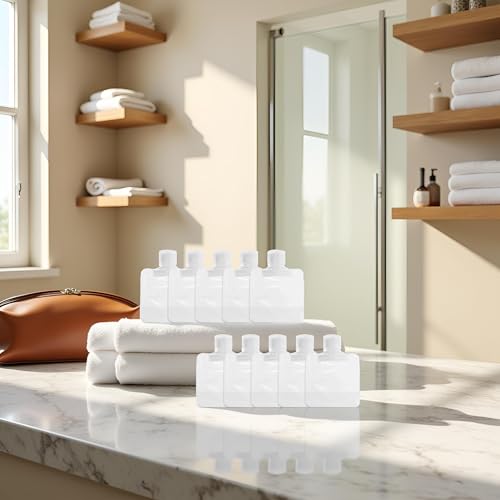 10Pcs Transparent Portable Fluid Packing Bags,New Travel Size Refillable Empty Squeeze Pouch, Premium Clear Travel Pouches for Toiletry, Lotion Shampoo Shower Gel Squeezable Bags (30ml),Bag and Cases3