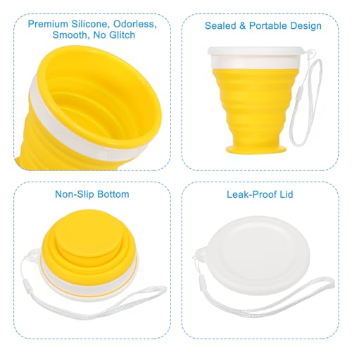PATIKIL Collapsible Cup, 200mL Travel Folding Cup Silicone Portable Drinking Cup for Camping Hiking Outdoors Yellow - Image 4