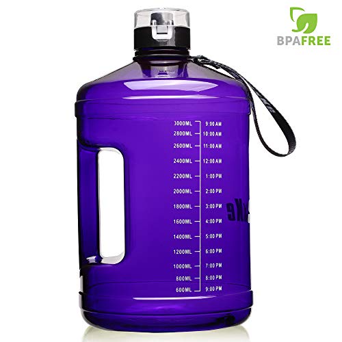 SLUXKE 1 Gallon Big Water Bottle Motivational Fitness Workout with Daily Time Marker|
