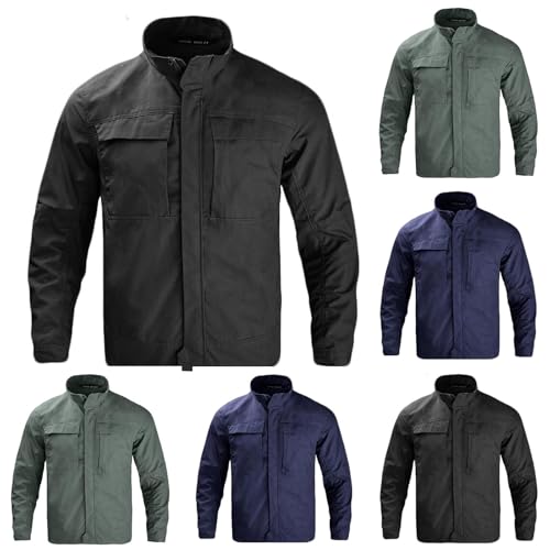 Cambkatl Men's Stand Collar Tactical Jackets Sytlish Full Zip Stretch Long Sleeve Casual Outerwear Sports Coat with Pockets2