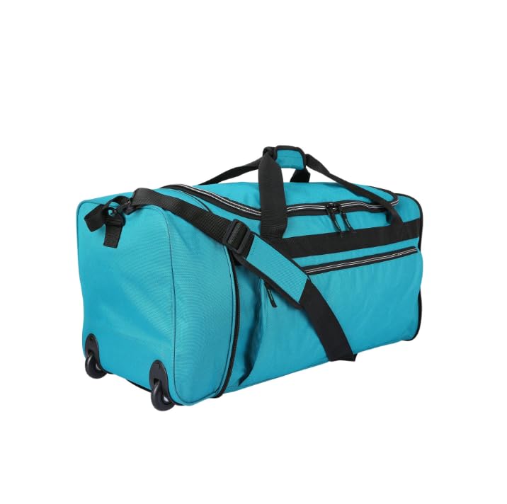 Collapsible Rolling Travel Duffel Bag, 28 x 13 x 112 inches, with Wheels and Shoulder Strap (Teal)2