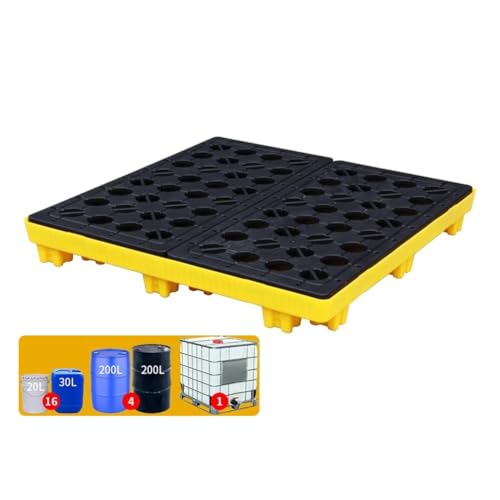 Heavy Du - Pallet di contenimento per fusti di olio, piattaforma a prova di perdite, per prevenire le fuoriuscite, dimensioni: 127 x 67 x 17 cm, grado industriale, resina chimica