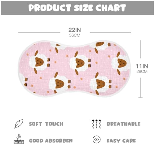 MCHIVER Cartoon Sheep Grass Baby Burp Cloths Cotton Washcloths Soft Absorbent Burping Rags for Baby Boy Girl Burpy Cloth Bib 1 Pack4