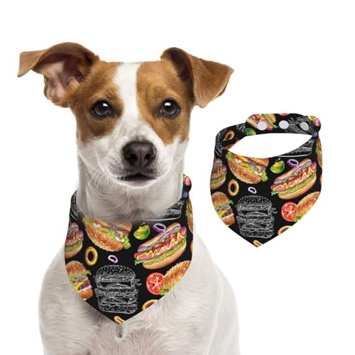 Cheese and Burgers Dogs Scarf Adjustable Bandanas Cat Pets Costume Accessories Decor