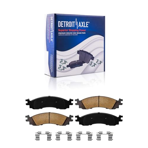 Image of Detroit Axle - Brake Kit for 06-10 Ford Explorer Mercury Mountaineer 2006 2007 2008 2009 2010 Drilled & Slotted Disc Brake Rotors Ceramic Brakes Pads Replacement : 12 inch Front Rotor 11.85 inch Rear Rotor