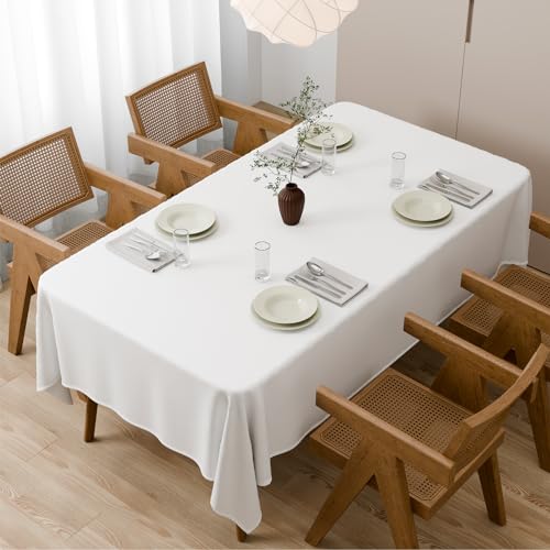 Zdada White Rectangular Polyester Table Cloths 150x260cm(59x102Inch)