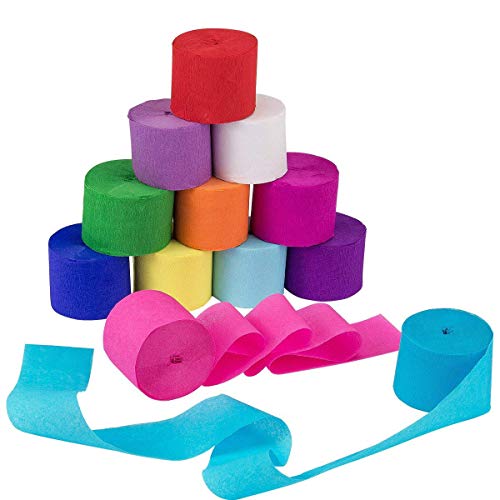 Biubee 12 Rolls Crepe Paper Decorations in 12 Colors- 82ft Crepe Paper Decors
