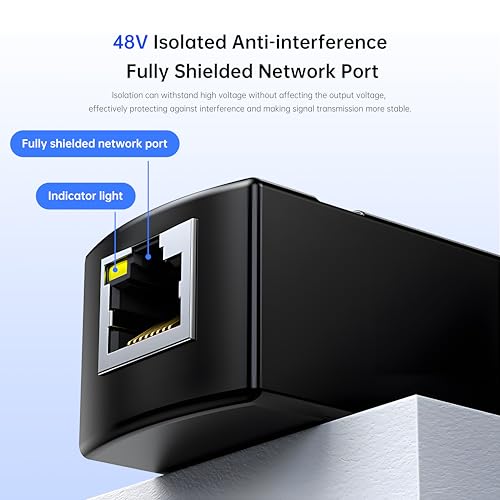 Divisor PoE Gigabit 12 V 1,2 A de salida, adaptador Ethernet sobre línea eléctrica de 10/100/1000 Mbps, adaptador Power over Ethernet para cámaras de seguridad CCTV y vigilancia miniatura 4
