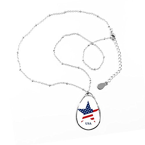 Collier pendentif drapeau Amérique motif étoile teardrop idée cadeau originale pour anniversaire