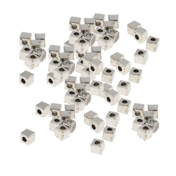 SNAPPSY 5x100 Pcs Alloy Bead Square Spacer Loose Beads Charms for DIY Jewelry Findings-image-5