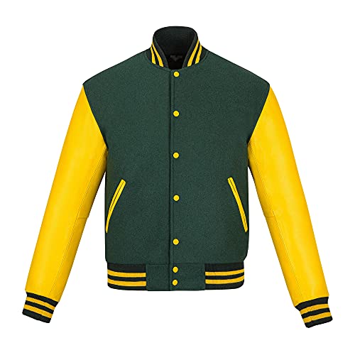 Image of Varsity Jacket Baseball Letterman Jacket- Wool and Leather Premium Quality Unisex Basketball Jacket