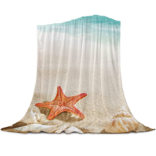 KLJFIGUT Mantas para Sofas Grandes 220x240 Estrella de mar Mantas para Cama de Franela Felpa para Adultos, Manta para Cama 135/150 de Invierno, Manta para Cubre Sofá Colchas